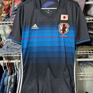 Adidas Japan Soccer Jersey - Black and Blue Stripes